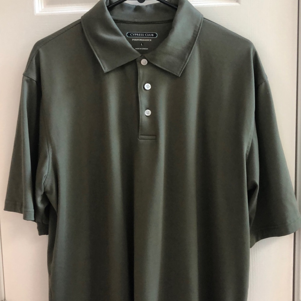 Cypress Club Men's Performance Golf Polo Shirt Dark Green Short Sleeve Size L